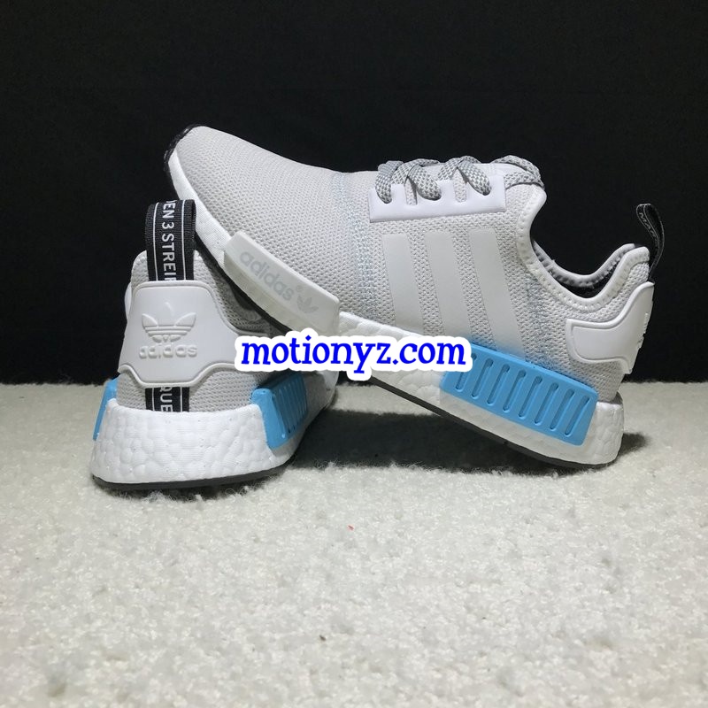 Real Boost Adidas NMD R1 White Bright Cyan